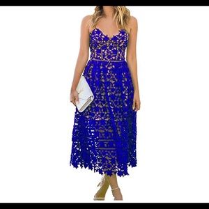 Blue Lace Midi Dress